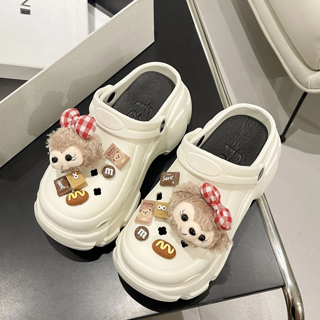 EVA洞洞鞋女夏外穿时尚绑带2024新款网红厚底增高防滑包头凉拖鞋