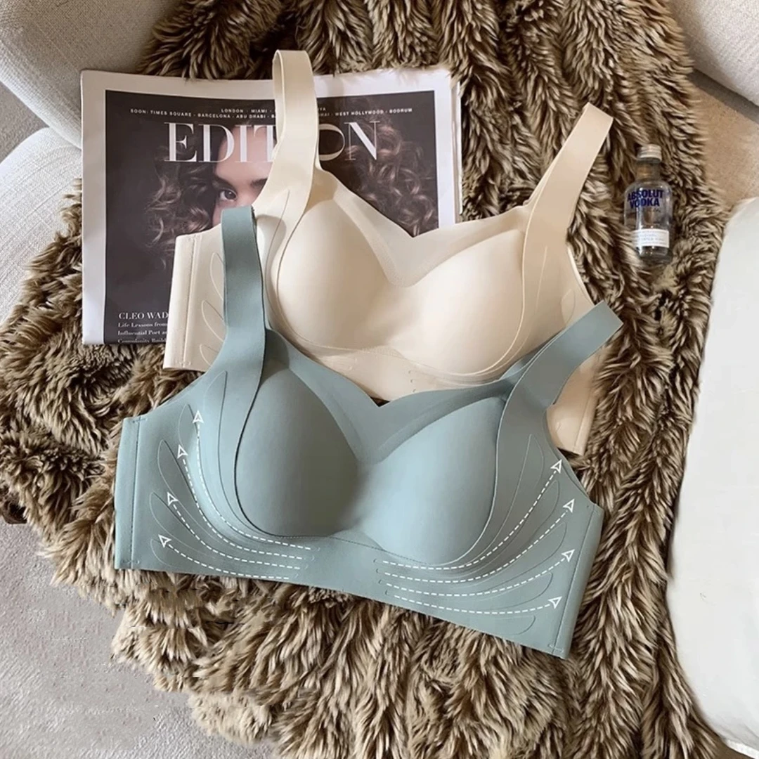 无痕内衣女士小胸聚拢提拉无钢圈防下垂调整型舒适薄款美背文胸罩