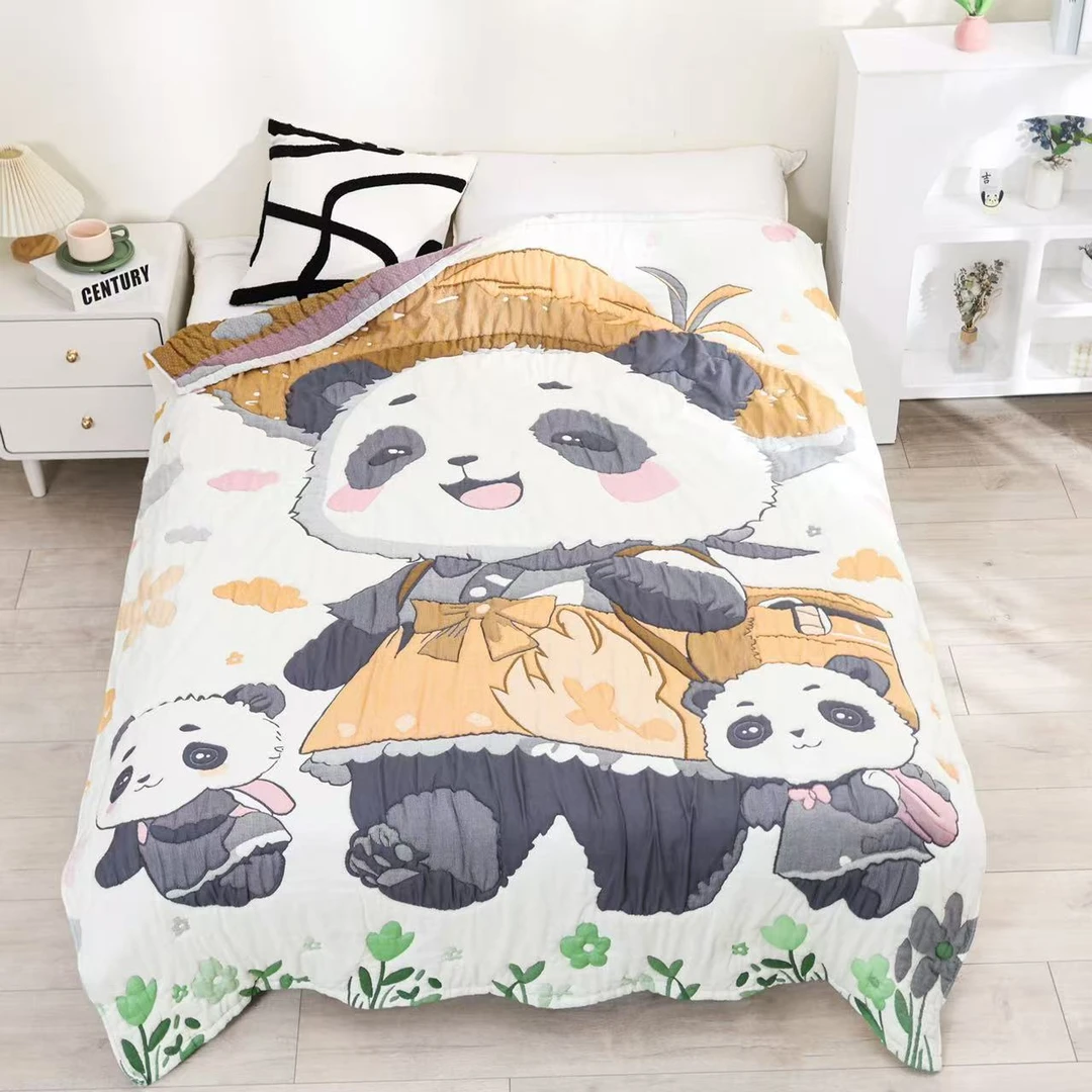 【熊猫无忧】150cm*200cm 高端升级轻奢多功能超柔纱布泡芙被