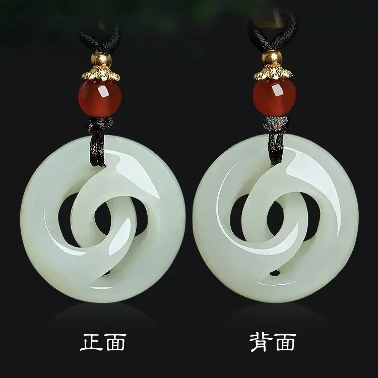 天然新疆和田玉吊坠白玉扭转乾坤挂件百搭男女款玉石玉佩保真时尚