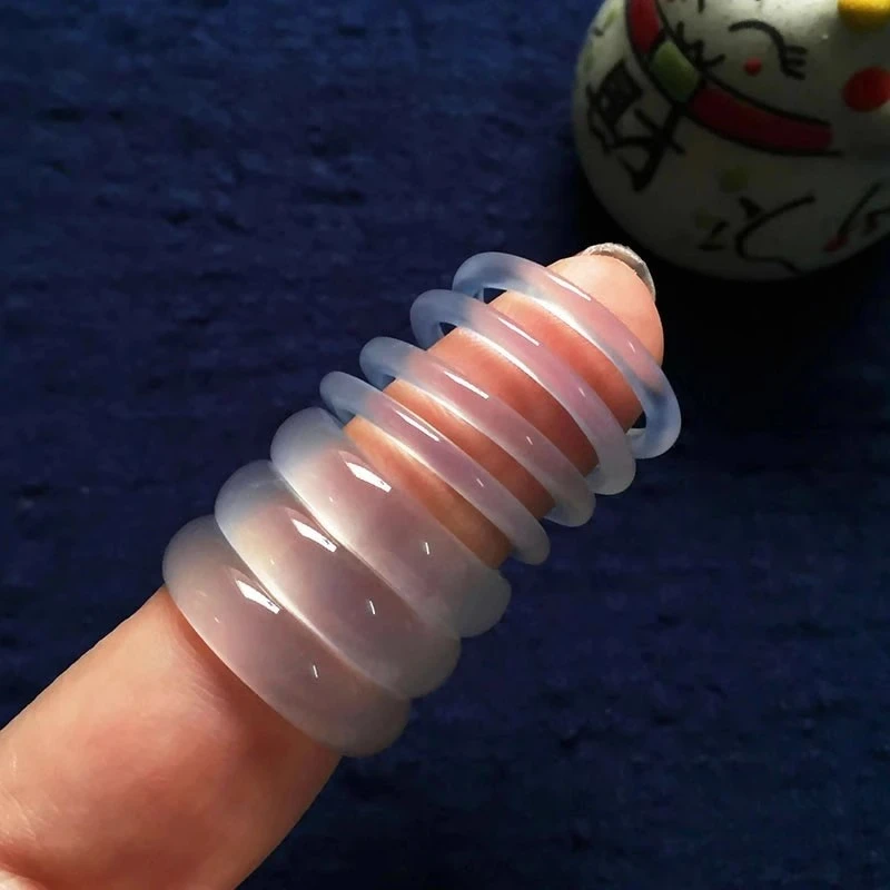 天然巴西料玉髓男女情侣细戒指玛瑙玉石女小众设计简约跑环尾戒