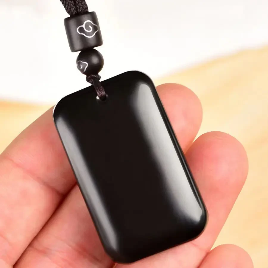 带证书天然优质和田玉吊坠墨玉无事牌男士项坠选链基地发货