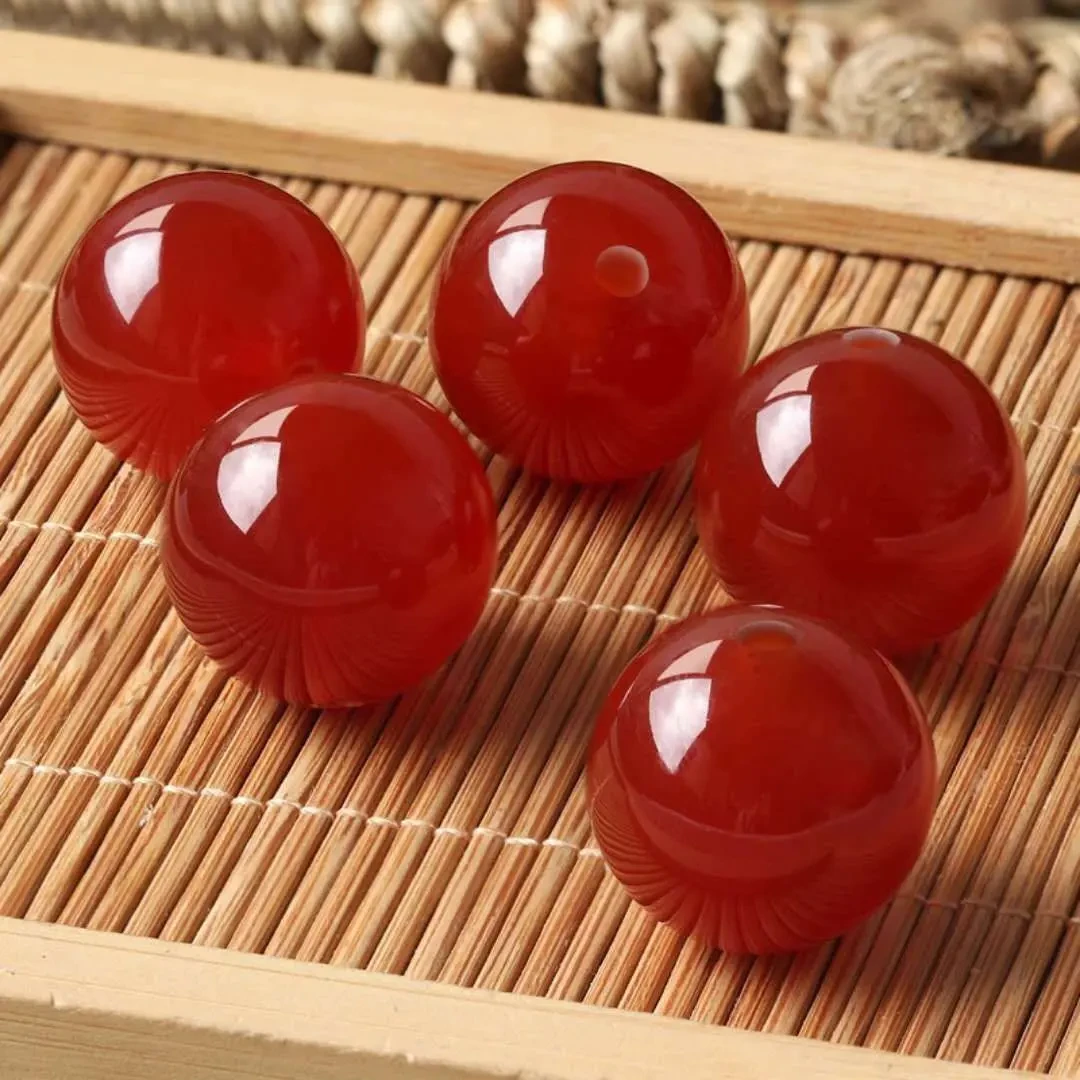 天然玛瑙玉髓珠子散珠转运珠玛瑙珠简约手工红色配饰佛珠串珠