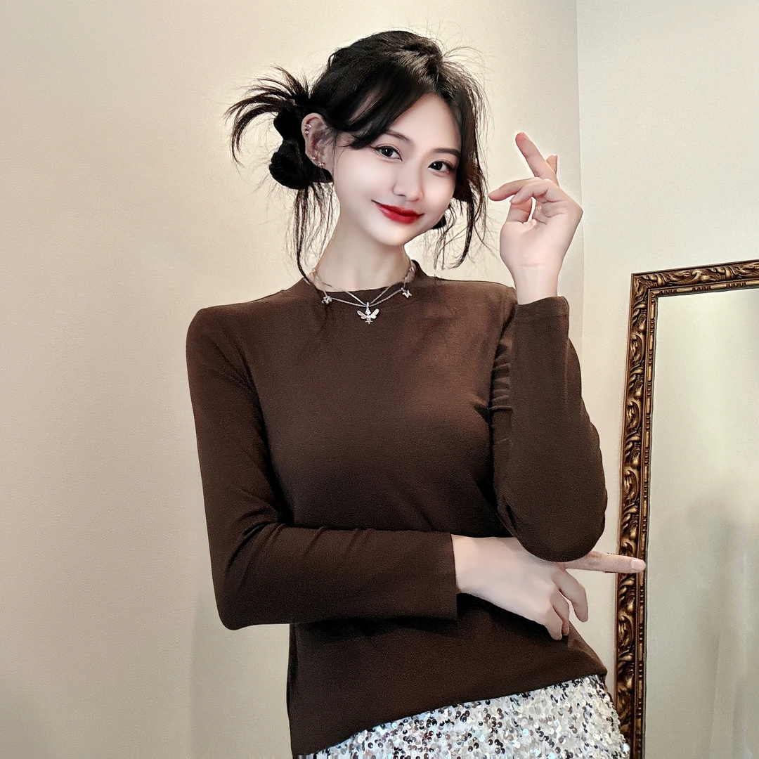 秋冬新款气质时尚长袖打底衫网红百搭洋气亲肤保暖内搭