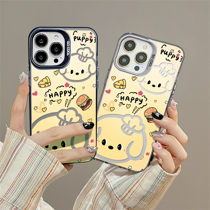 适用苹果15华为荣耀oppo小米个性卡通狗狗厨师彩银手机壳MC
