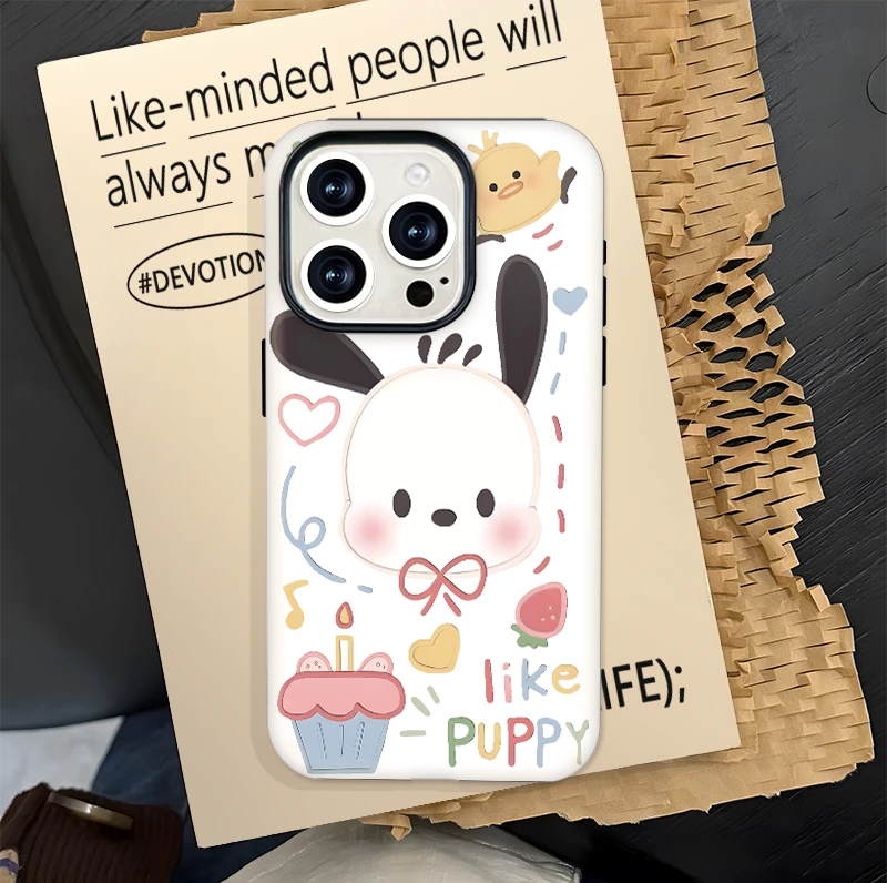 适用于苹果14华为荣耀小米vivo可爱KT猫小狗二合一磨砂手机壳MY