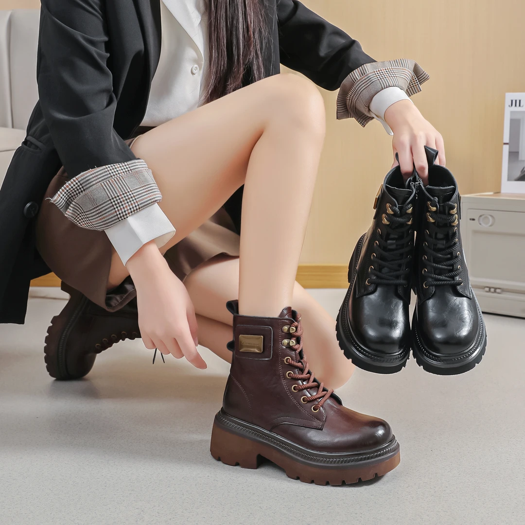 【小小羊专属】潮流马丁靴女秋冬爆款英伦风厚底百搭X887