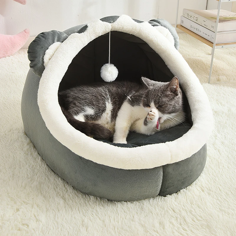 猫窝冬季保暖幼猫四季通用猫咪用品半封闭式猫屋猫床宠物狗窝冬天