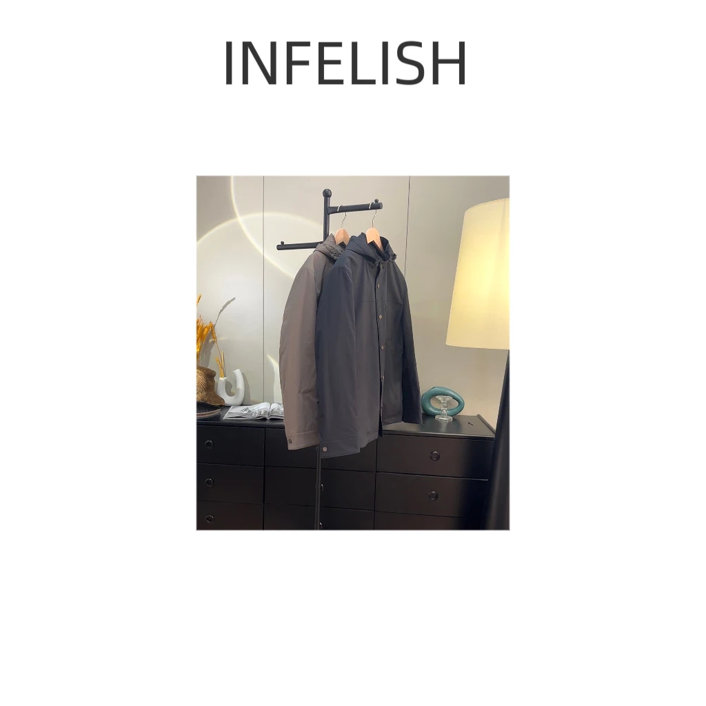 晓夏自制 “家属福利” 男士休闲保暖连帽外套可拆卸内胆棉服