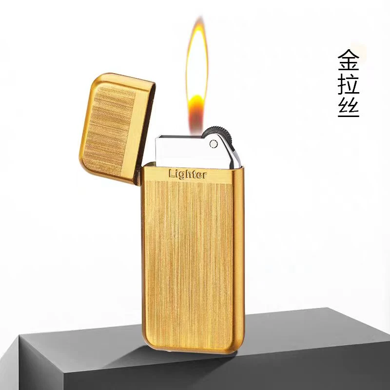 经典优质超薄砂轮打火机男士高端正品轻巧便携精致纤薄充气火机