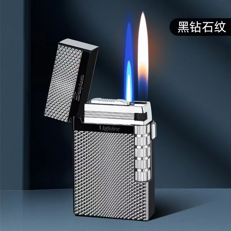 朗声双火打火机直冲可切换网红高档创意个性经典怀旧黑钻侧滑
