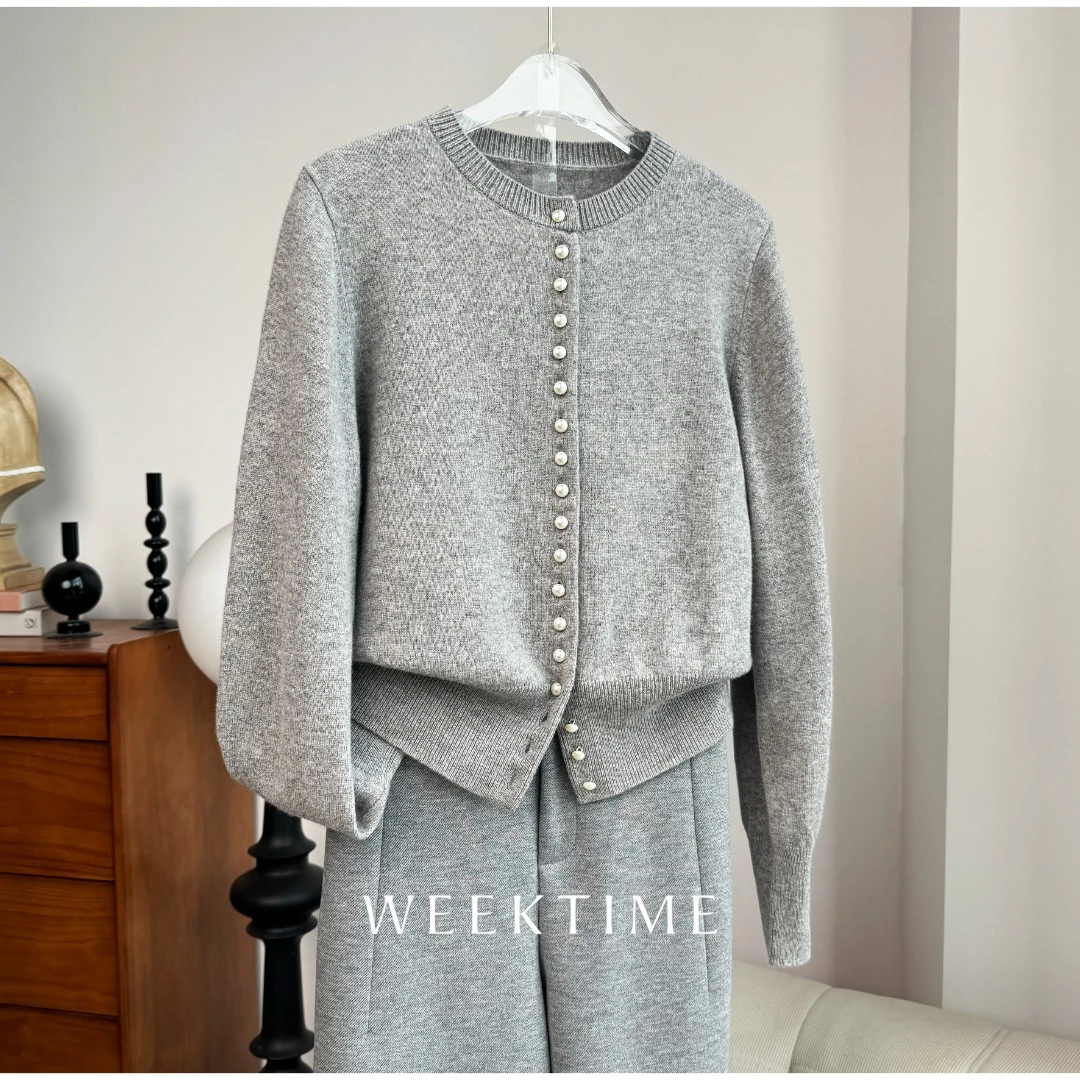 【美人痣】高级感法式圆领针织开衫百搭显瘦毛衫3299