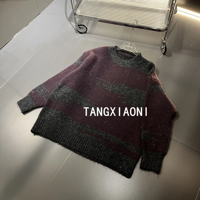 订单灰紫色慵懒毛衣