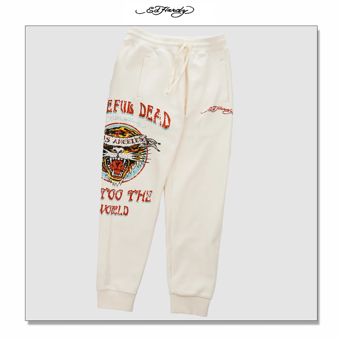 Ed Hardy/埃德哈迪潮流烫钻虎头长裤E1PYM417