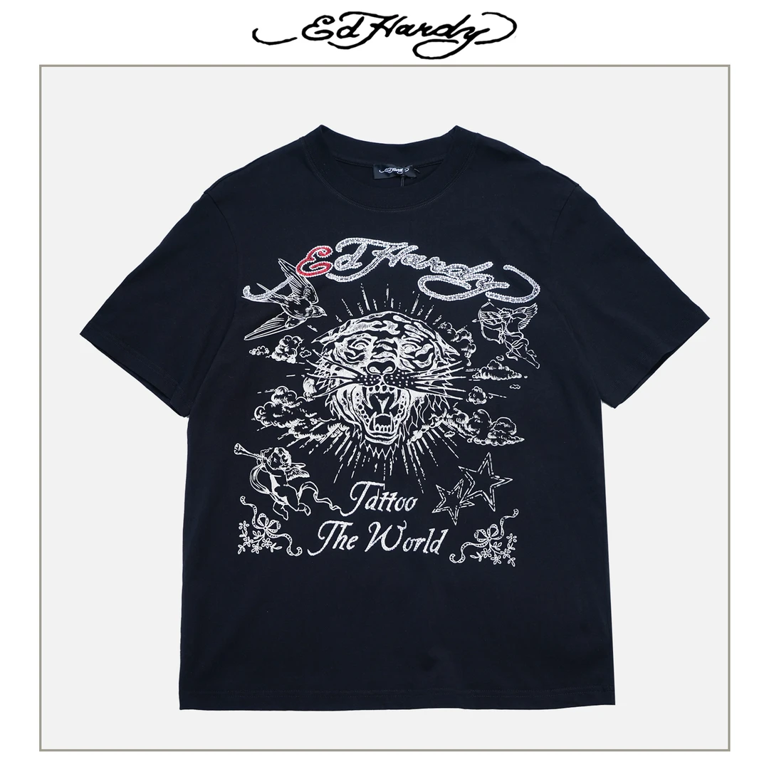 Ed Hardy/埃德哈迪夏季新款虎头轻奢高级感短袖T恤E1QYM255
