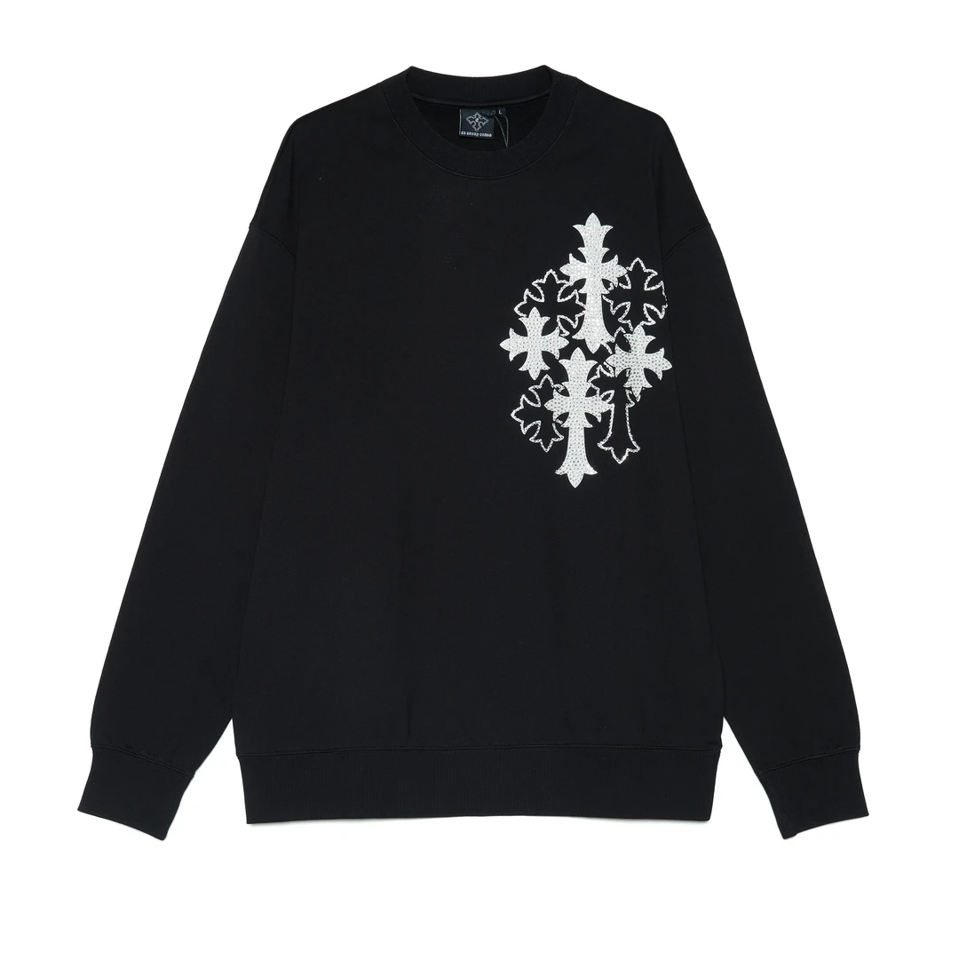 #NZ#Ed Hardy/埃德哈迪十字架烫钻印花男士套头衫E1NCM410