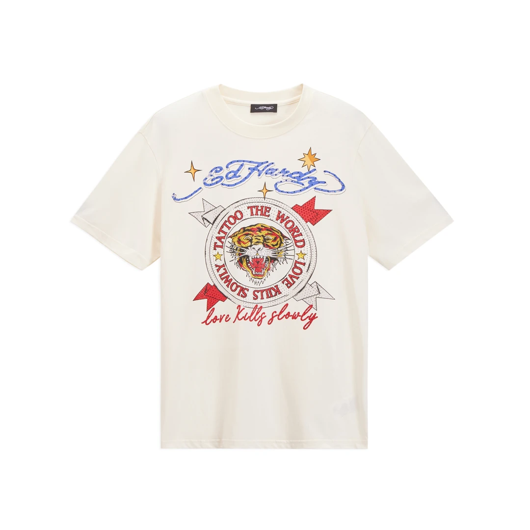 #LL#Ed Hardy/埃德哈迪夏季新款徽章经典虎头宽松短袖E1QYM302