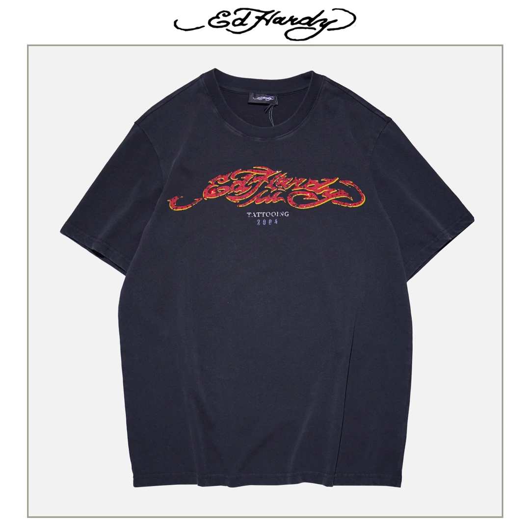 #NZ#Ed hardy 春秋新款经典LOGO系列潮流短袖T恤E1QYM233