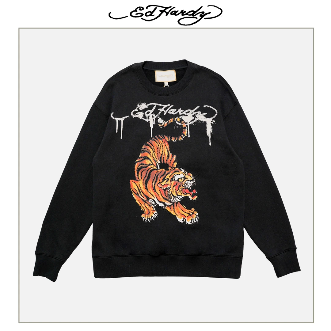 Ed Hardy/埃德哈迪经典圆领男士卫衣套头衫E1PYM342