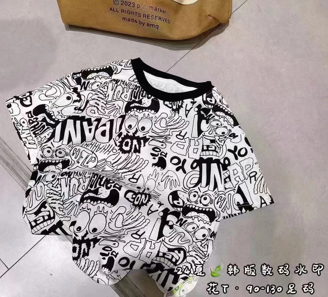 【奶酪爸爸新疆包邮】J610-J700儿童满花棉T恤