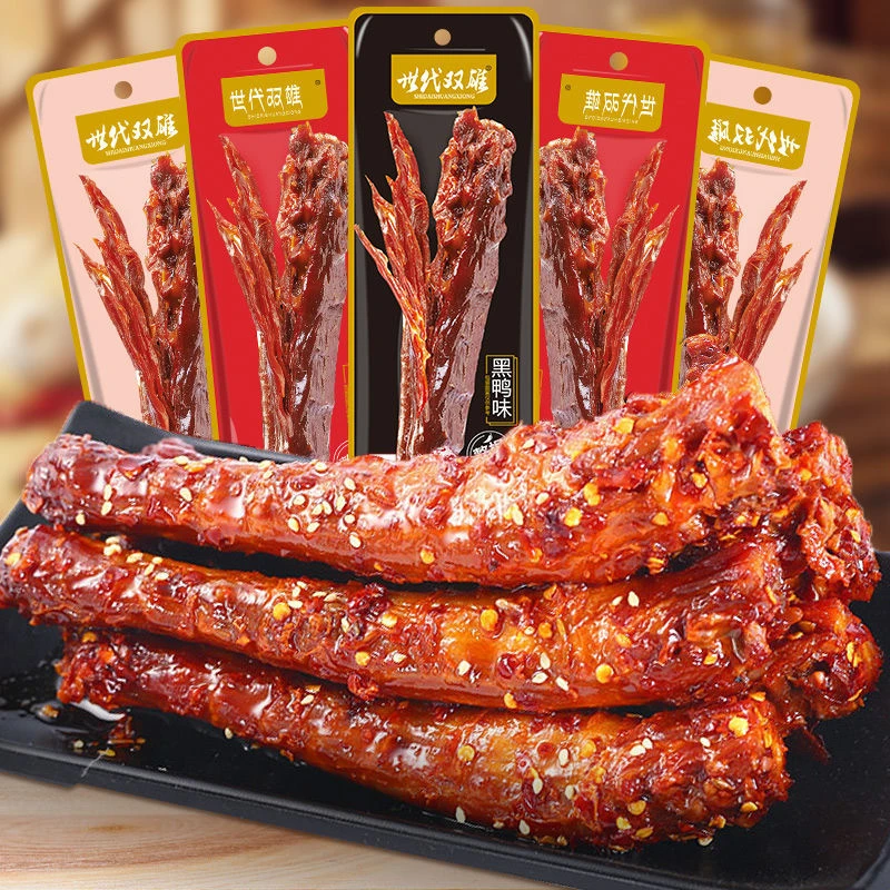 世代双雄烤脖整根辣味肉小零食小吃休闲食品非鸭脖子解馋笋1g