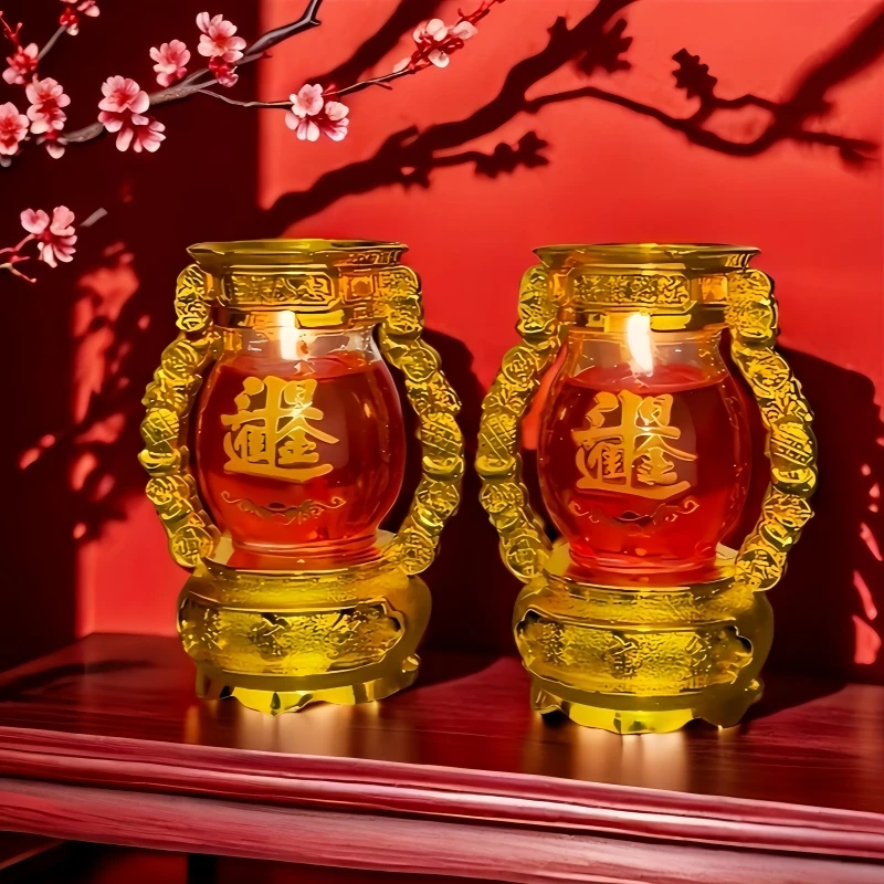 镀金塑料外壳加厚玻璃瓶身优质水晶果冻蜡烛2024新款家用无烟无味
