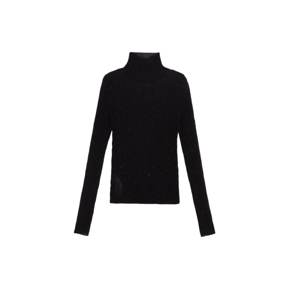 南油定制微透亮片水溶羊毛堆堆高领针织打底衫-131