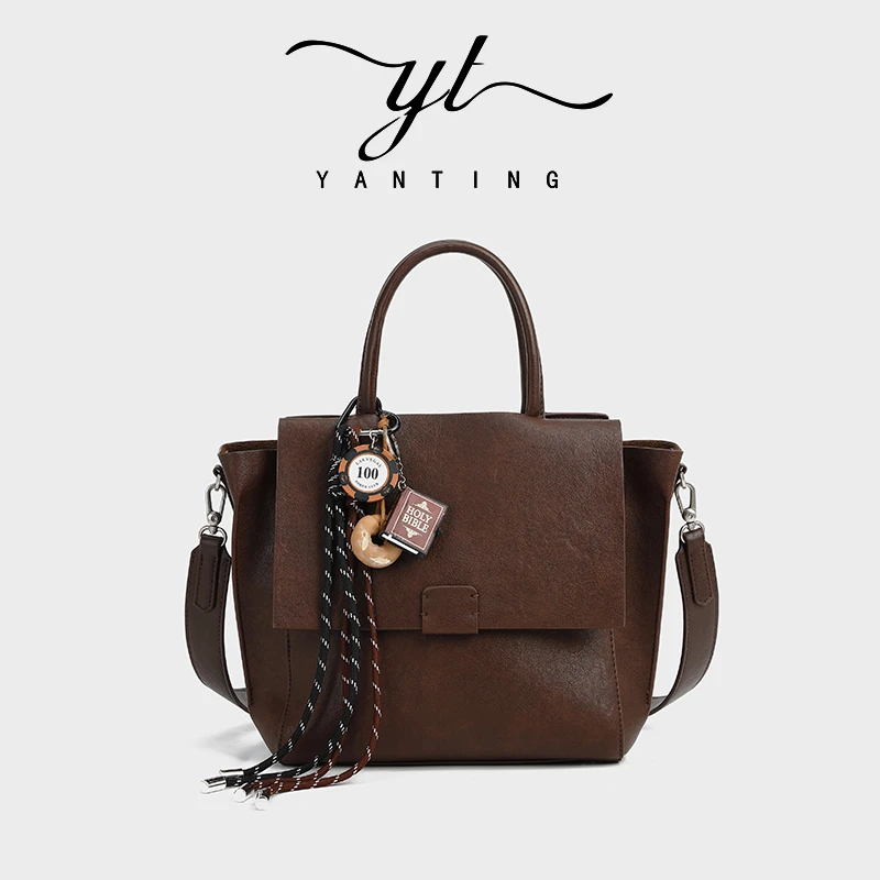 2024秋冬新款意式拿铁大容量通勤包包复古单肩腋下托特包YT8099