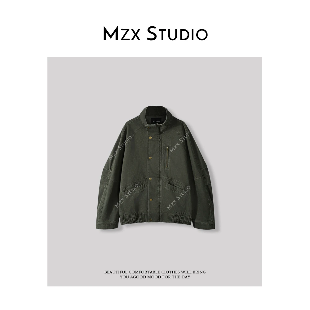 MZX 春季纯棉经典复古立领做旧外套WT6913-X