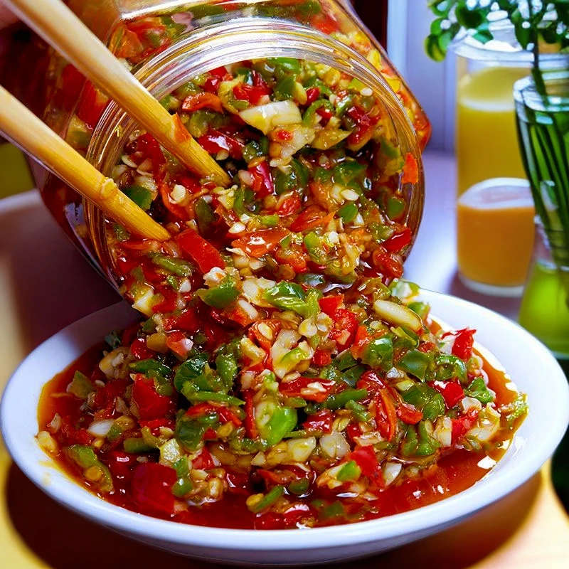 湖南剁椒酱蒜蓉辣椒酱下饭菜瓶装即食拌面酱彩椒酱香辣剁辣椒家用