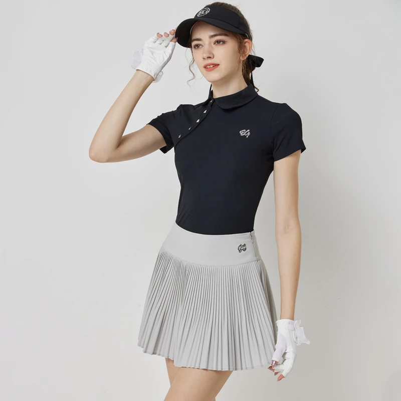 高尔夫上衣服装女款显瘦修身透气短袖弹力T恤时尚户外休闲女士