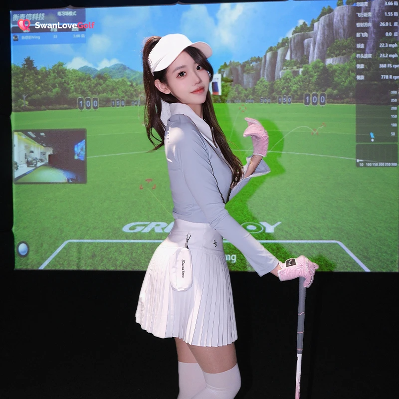 高尔夫女装秋冬款长袖翻领气质百搭上衣高端运动球衣弹力透气速干