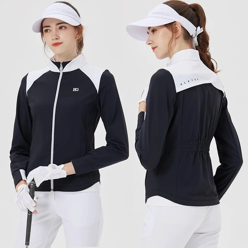 高尔夫风衣女秋冬防风保暖女士外套弹力修身女时尚女款立领休闲