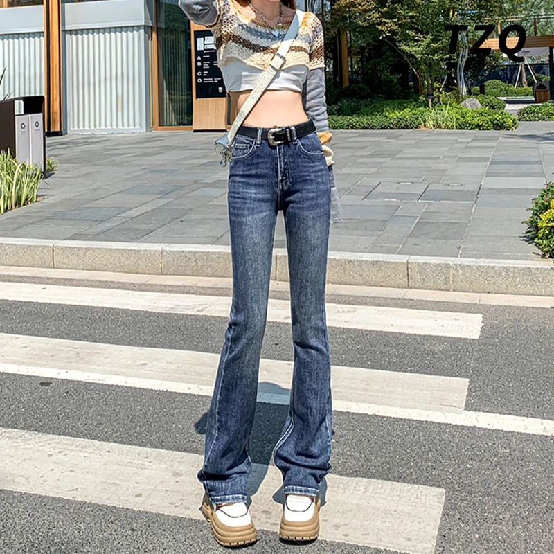 复古微喇牛仔裤女秋季爆款2024新款紧身高腰显瘦马蹄喇叭裤子春秋