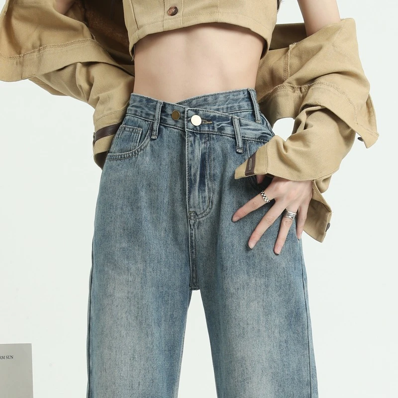 设计感阔腿牛仔裤女夏季薄款新款宽松显瘦裤子2025年流行网红女裤