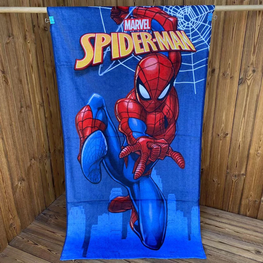 蜘蛛侠印花儿童浴巾纯棉柔软吸水游泳洗澡裹巾60x120cm