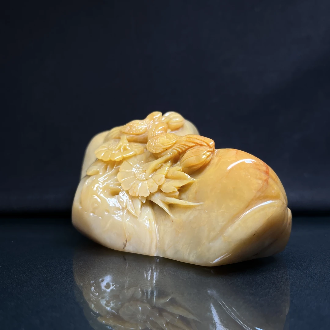 一心印 精品篆刻天然老挝异形 双喜临门喜鹊雕工 2.5*8*高4.5CM