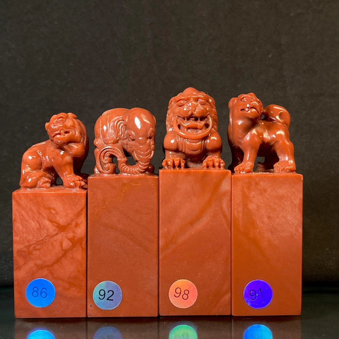 一心印社 单枚 精品篆刻 天然老挝 狮钮貔貅吉象 2.5*2.5*7CM名章