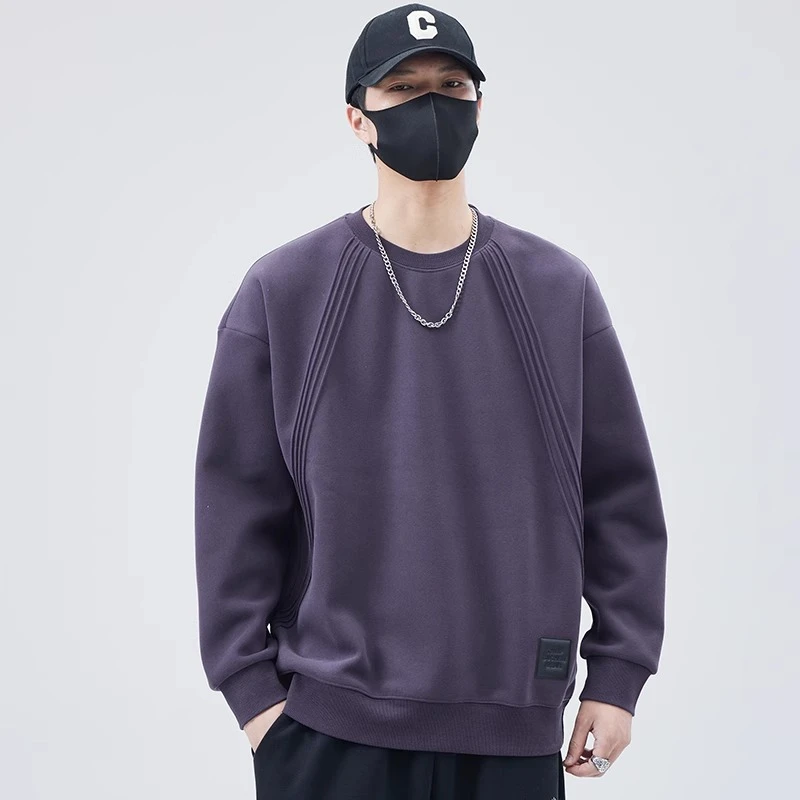 重磅男士卫衣春秋季2025新款设计感百搭圆领宽松男款打底衫上衣服