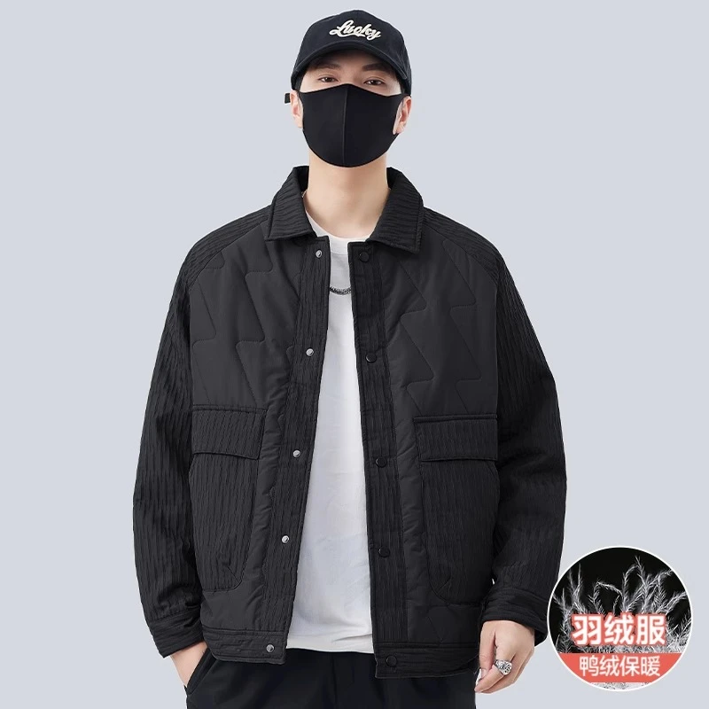轻薄羽绒服外套男款秋冬季2024新款潮翻领保暖冬装男士衬衫式夹克
