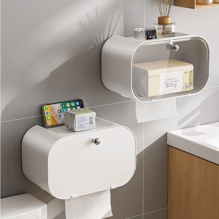 卫生间纸巾盒免打孔厕所卫生纸厕纸盒子置物架壁挂防水卷纸抽纸盒