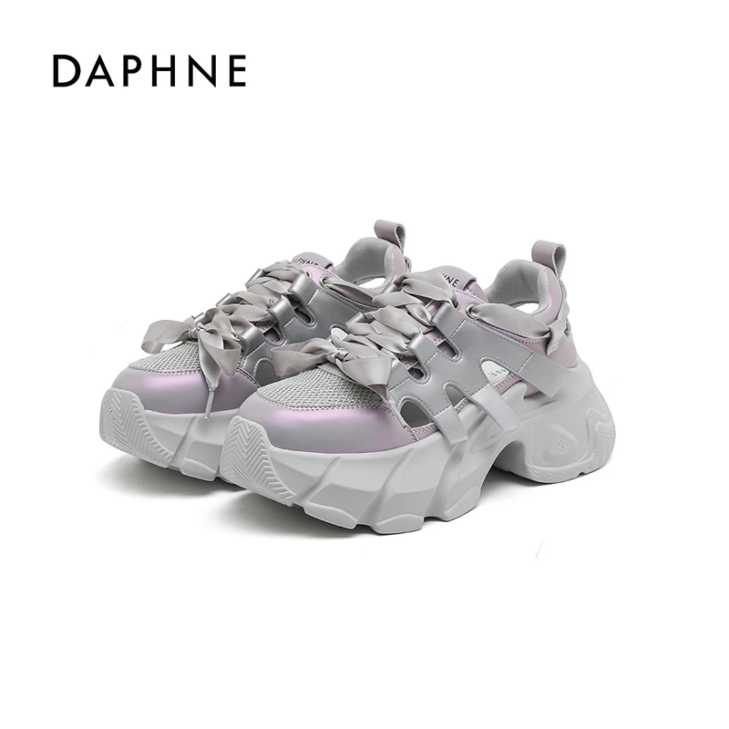 达芙妮品牌凉鞋女 2025夏季镂空厚底老爹鞋女 休闲拼色潮流凉鞋LL