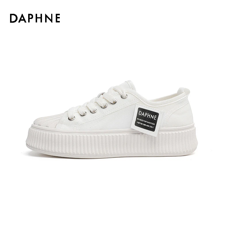 达芙妮透气帆布鞋女2025夏季新款厚底百搭休闲网鞋运动板鞋女款LL