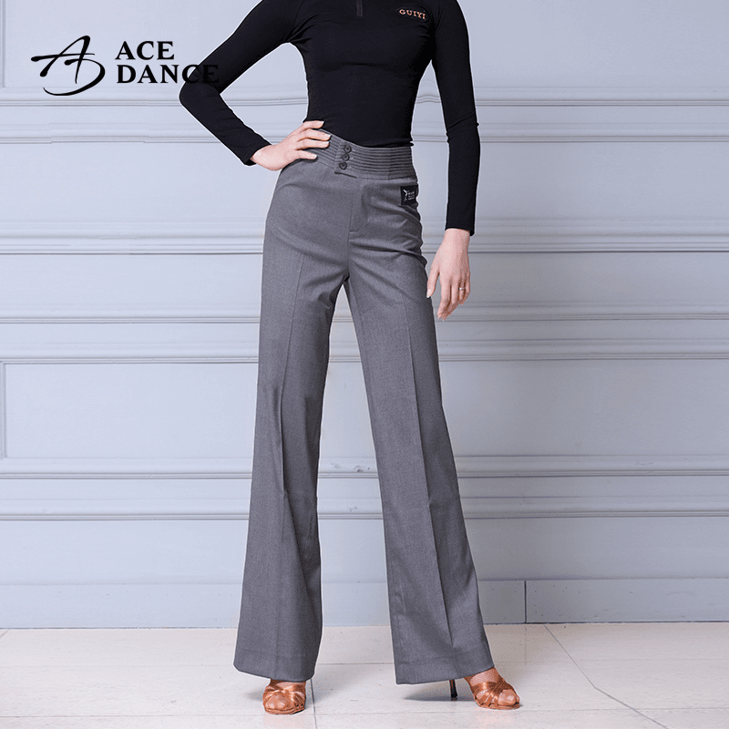 瑰意摩登舞裤子女成人春秋拉丁舞裤练功裤阔腿裤国标舞服装DA084