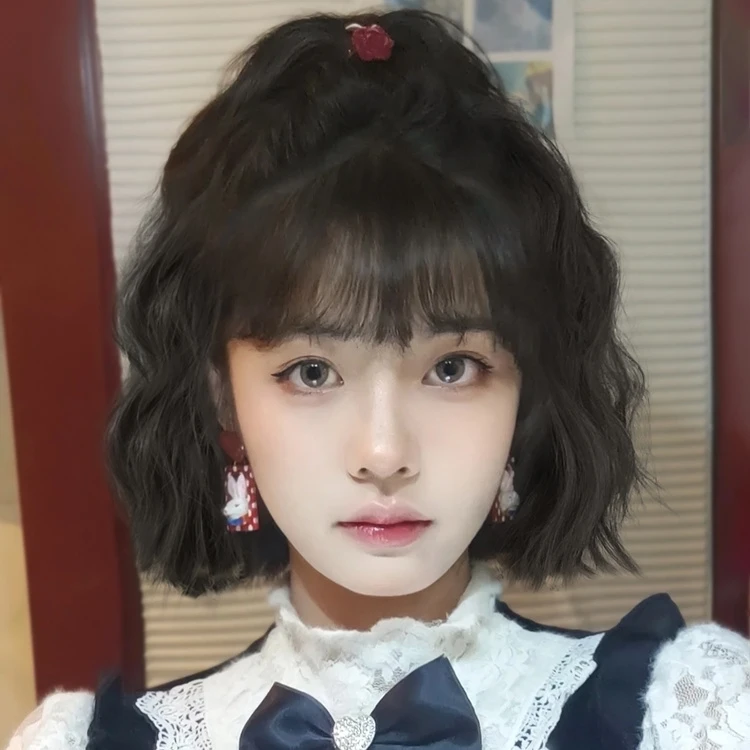 短发假发女日常减龄短卷发水波纹时尚新款港风慵懒卷羊毛卷假发套