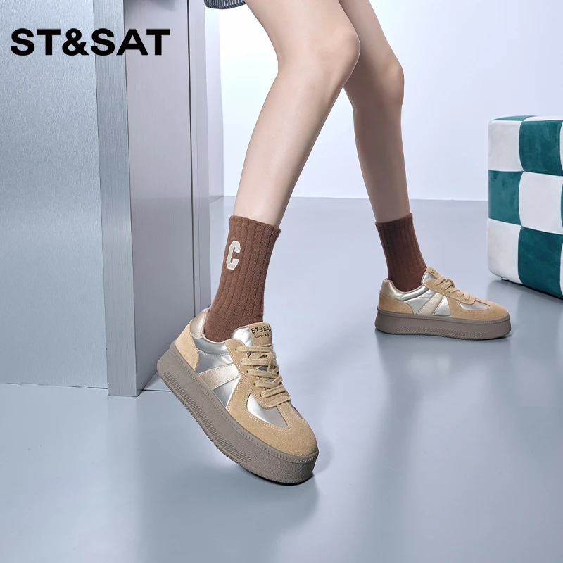 St&Sat/星期六秋冬松糕厚底德训板鞋复古经典休闲女鞋SS33112I03