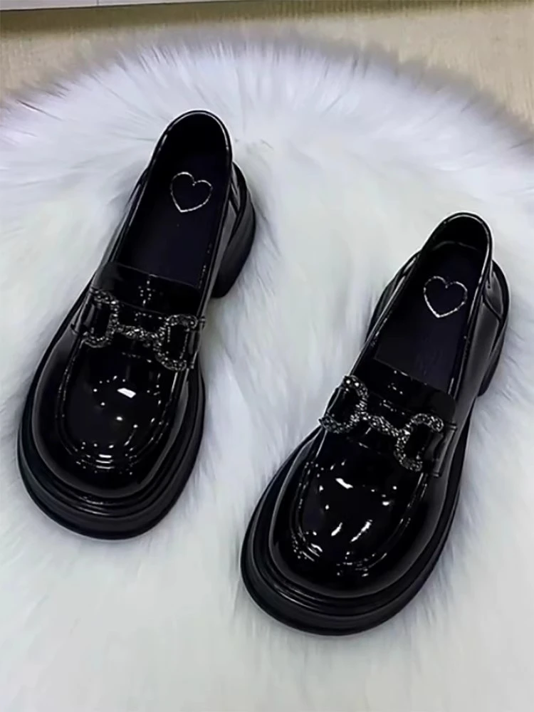 厚底乐福鞋女2024年春秋新款久站不累脚单鞋女鞋百搭英伦风小皮鞋