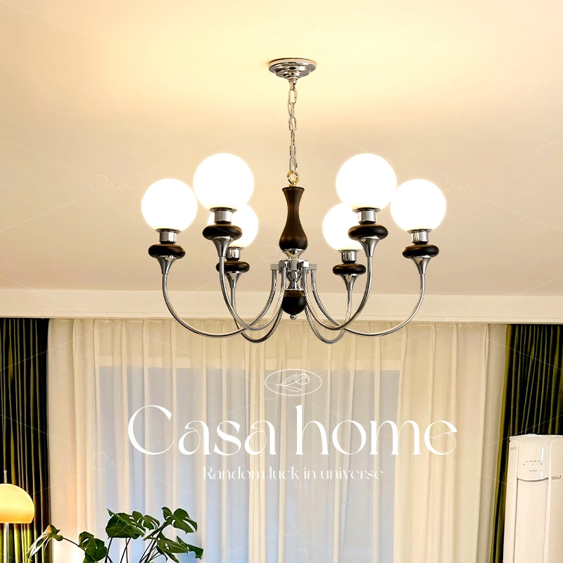 法式复古客厅魔豆吊灯美式中古风全铜实木轻奢餐厅主卧室灯具casa