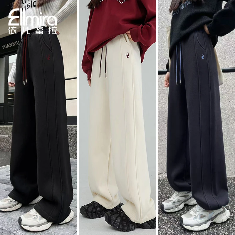 8827女童加绒卫裤儿童运动裤宽松长裤直筒裤2024新款洋气女大童潮