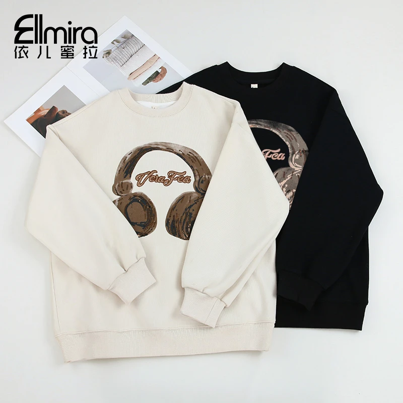 8680女童加绒卫衣秋冬儿童上衣套头加厚圆领2024新款洋气女大童潮